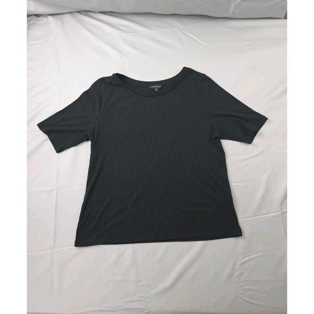 Banana Republic‎ Ribbed T-Shirt XL Black Crew Neck Short Sleeve Mens